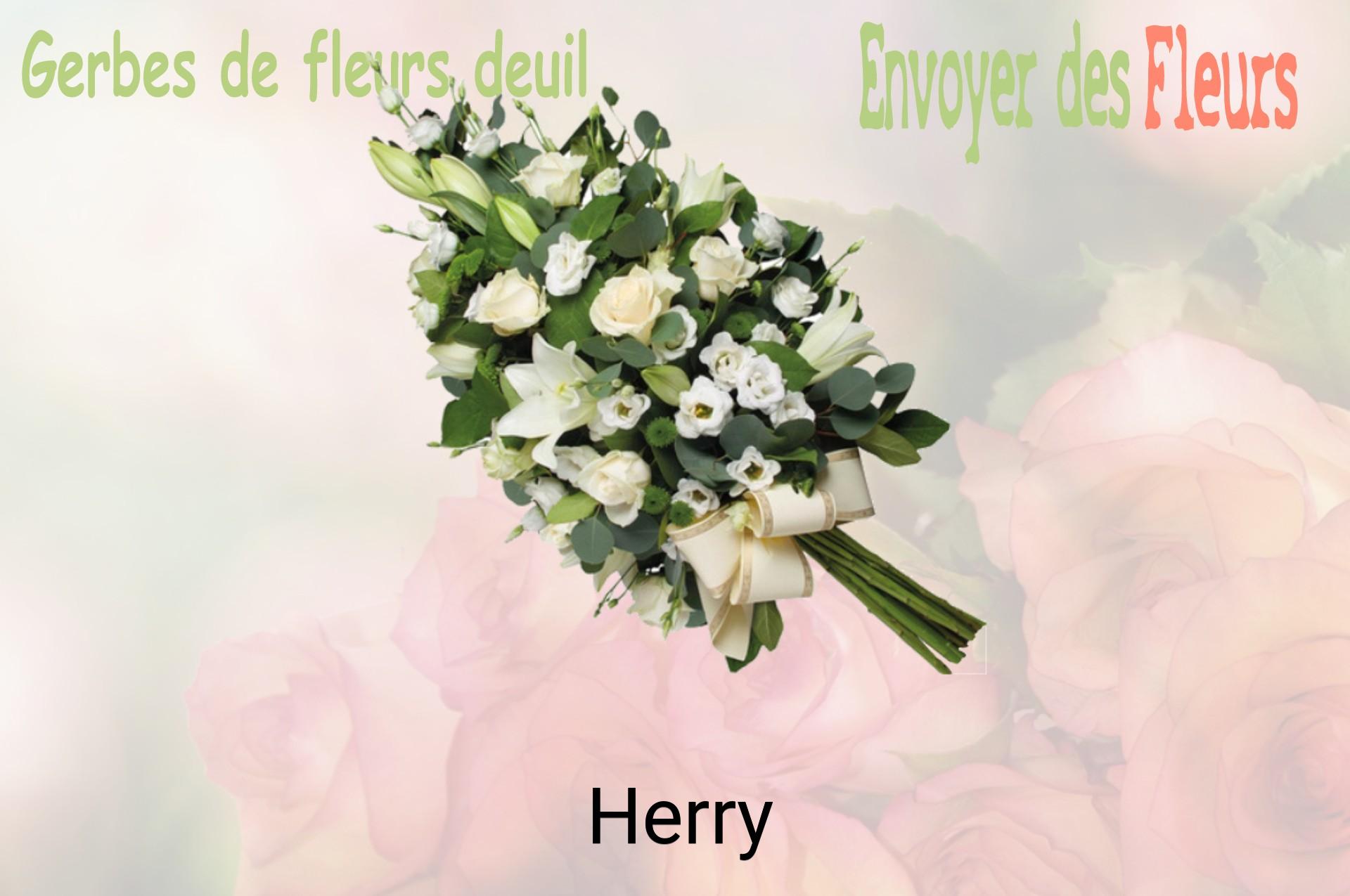 Gerbe de fleurs de deuil livrée à Herry